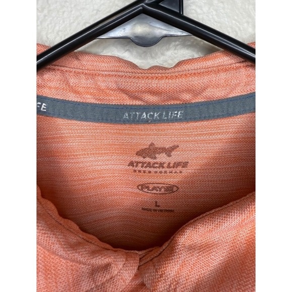 Attack Life Coral Orange Golf Polo Shirt Mens - Picture 3 of 3